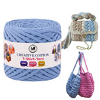 Creative Cotton | T-Shirt Yarn Carpet, Knitting Yarn for Hand Knitting DIY Bags, Baskets, Crocheting Projects 200 GMS (Utramarine Blue )