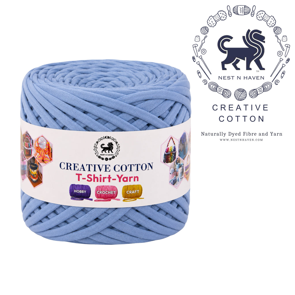 Creative Cotton | T-Shirt Yarn Carpet, Knitting Yarn for Hand Knitting DIY Bags, Baskets, Crocheting Projects 200 GMS (Utramarine Blue )