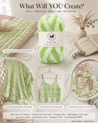 Fleure Yarn SE  – Lightweight Knitting & Crochet acrylic Yarn , 100 grams  | Nest-N Haven | Shade - Green Apple Swirl