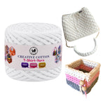 Creative Cotton | T-Shirt Yarn Carpet, Knitting Yarn for Hand Knitting DIY Bags, Baskets, Crocheting Projects 200 GMS ( White )