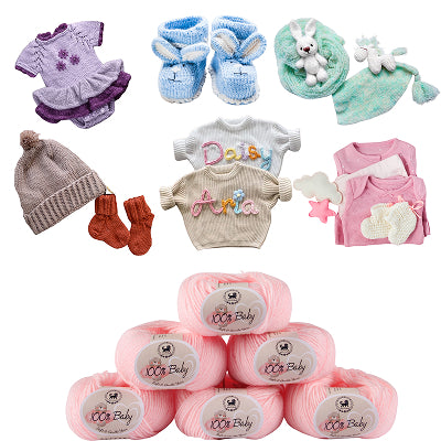 Baby  Yarn  pack of 6 (25gms x 6) 150 gram -  Baby Pink