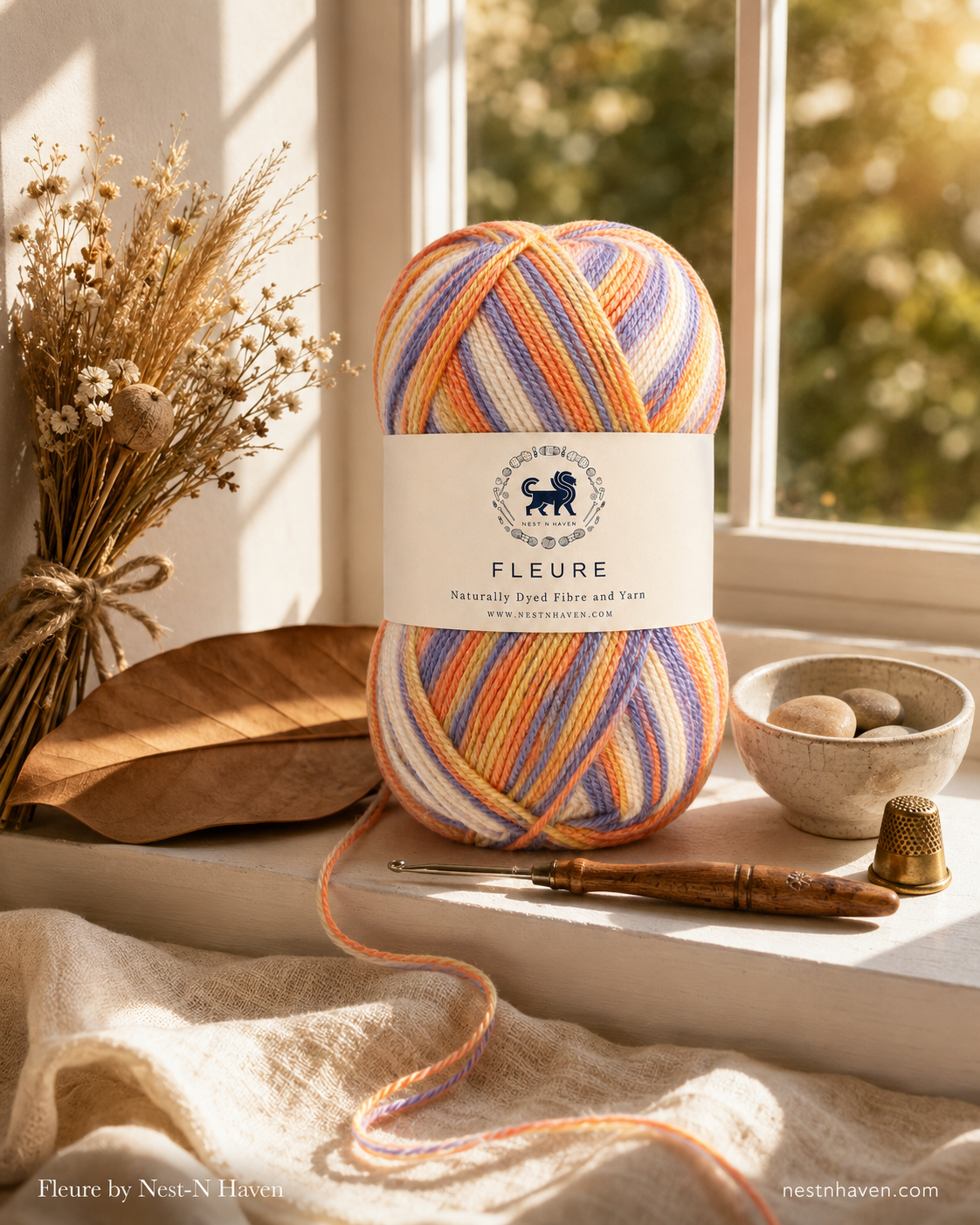 Fleure Yarn  – Lightweight Knitting & Crochet acrylic Yarn , 100 grams  | Nest-N Haven | Shade - Sunrise Sundae