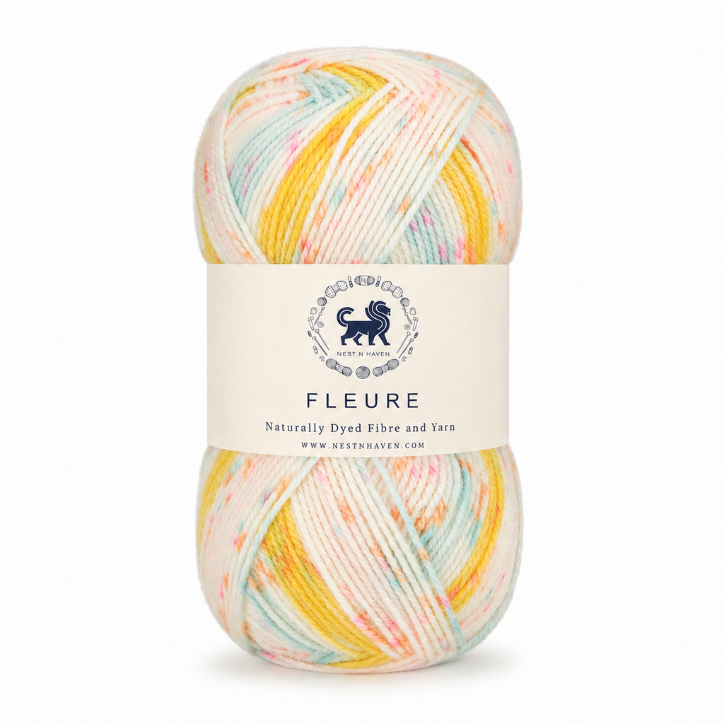 Fleure Yarn SE  – Lightweight Knitting & Crochet acrylic Yarn , 100 grams  | Nest-N Haven | Shade - Lemon Confetti