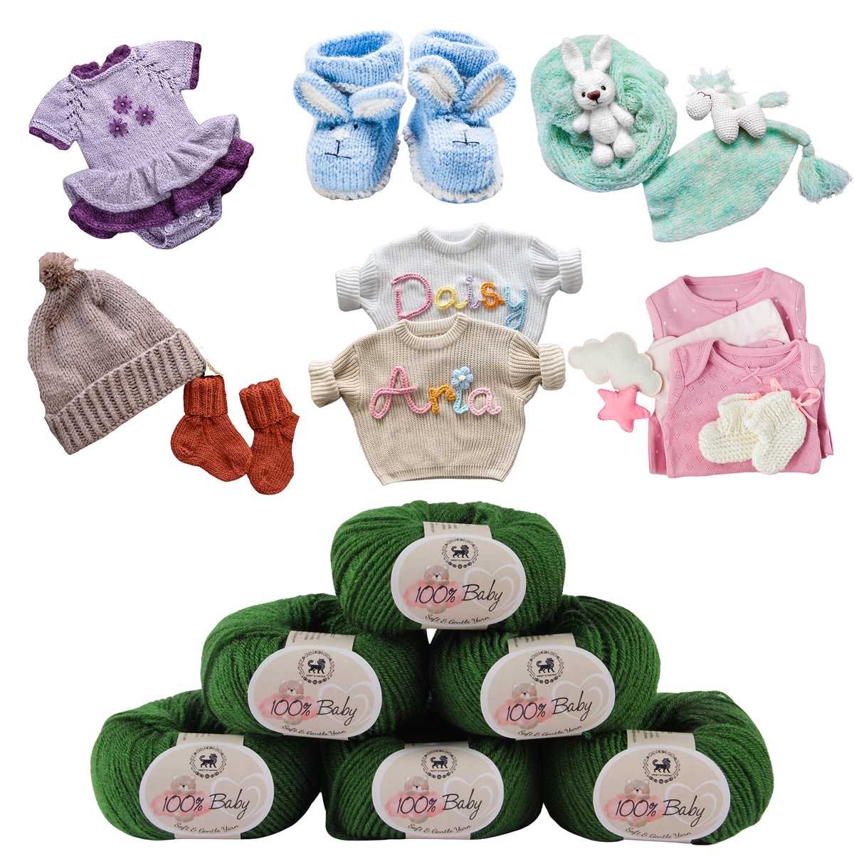 Baby  Yarn  pack of 6 (25gms x 6) 150 gram -  Bottle Green