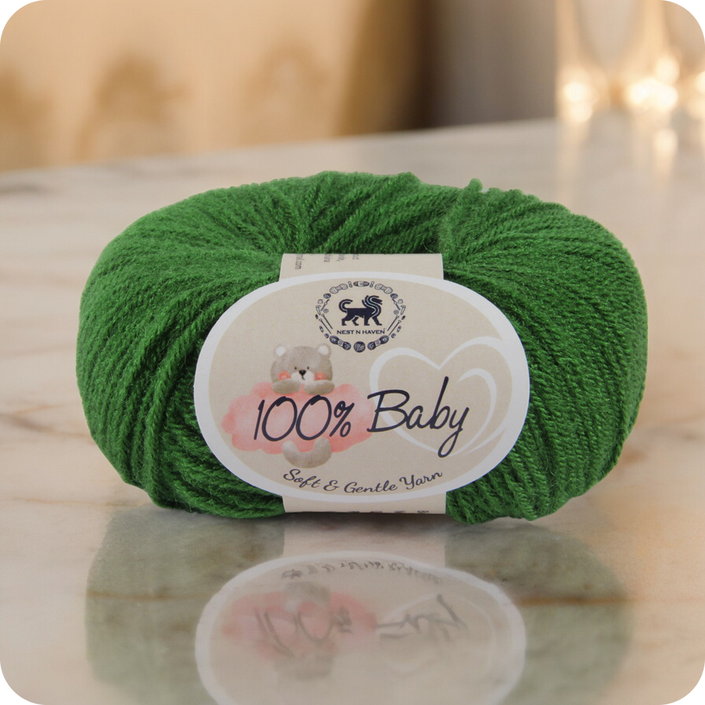 Baby  Yarn  pack of 6 (25gms x 6) 150 gram -  Bottle Green