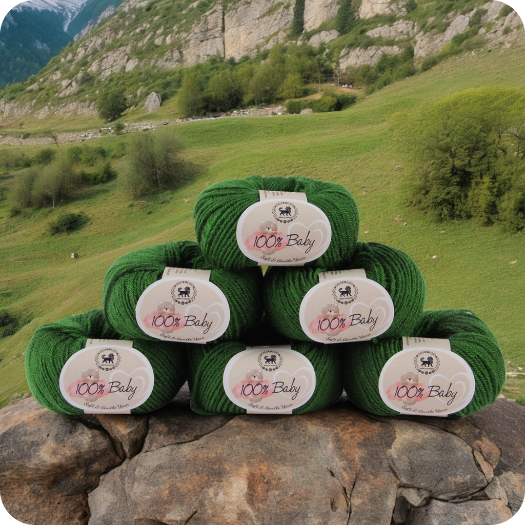 Baby  Yarn  pack of 6 (25gms x 6) 150 gram -  Bottle Green