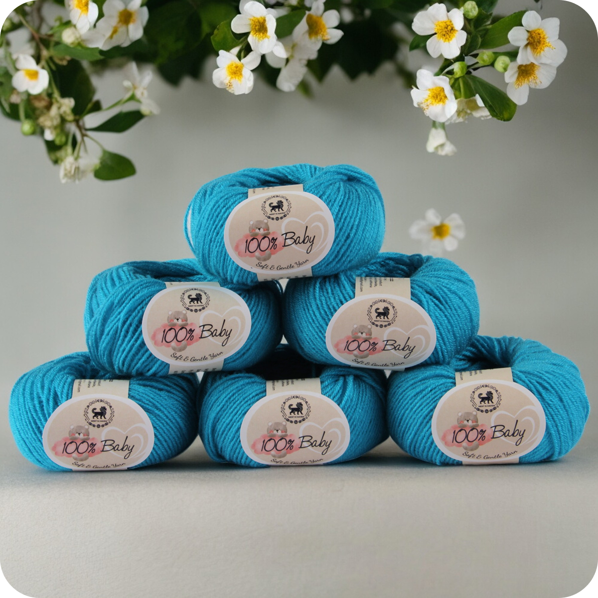 Baby  Yarn  pack of 6 (25gms x 6) 150 gram -  Bright Blue