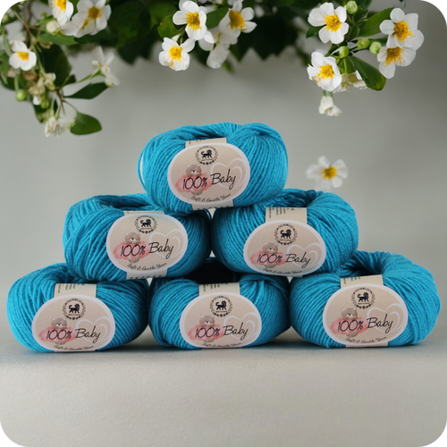 Baby  Yarn  pack of 6 (25gms x 6) 150 gram -  Bright Blue