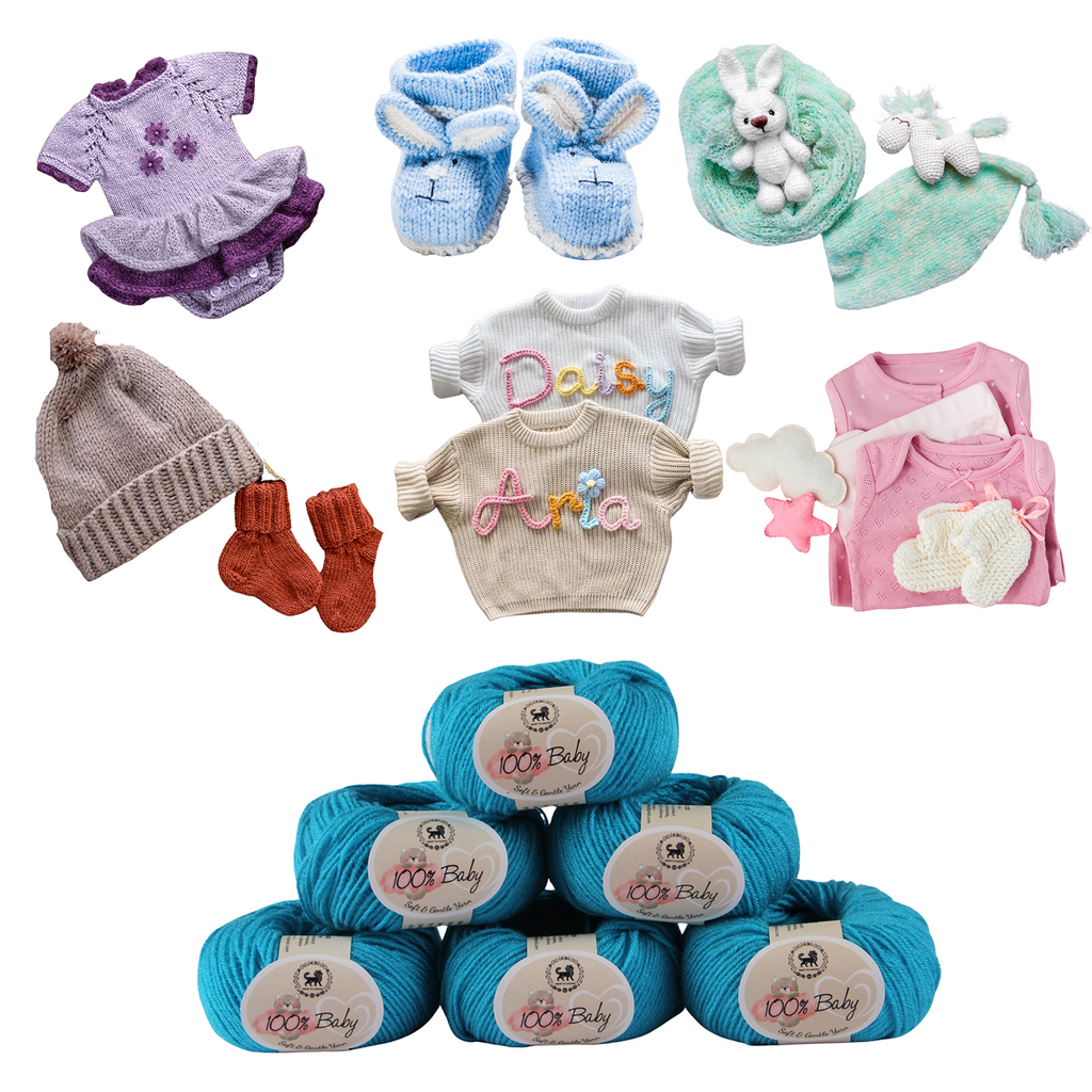 Baby  Yarn  pack of 6 (25gms x 6) 150 gram -  Bright Blue