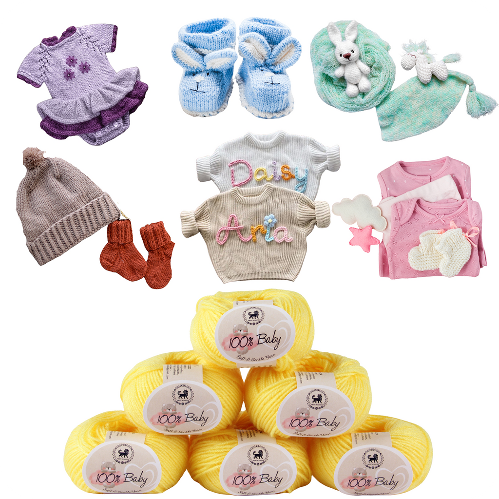 Baby  Yarn  pack of 6 (25gms x 6) 150 gram -  Bright Yellow