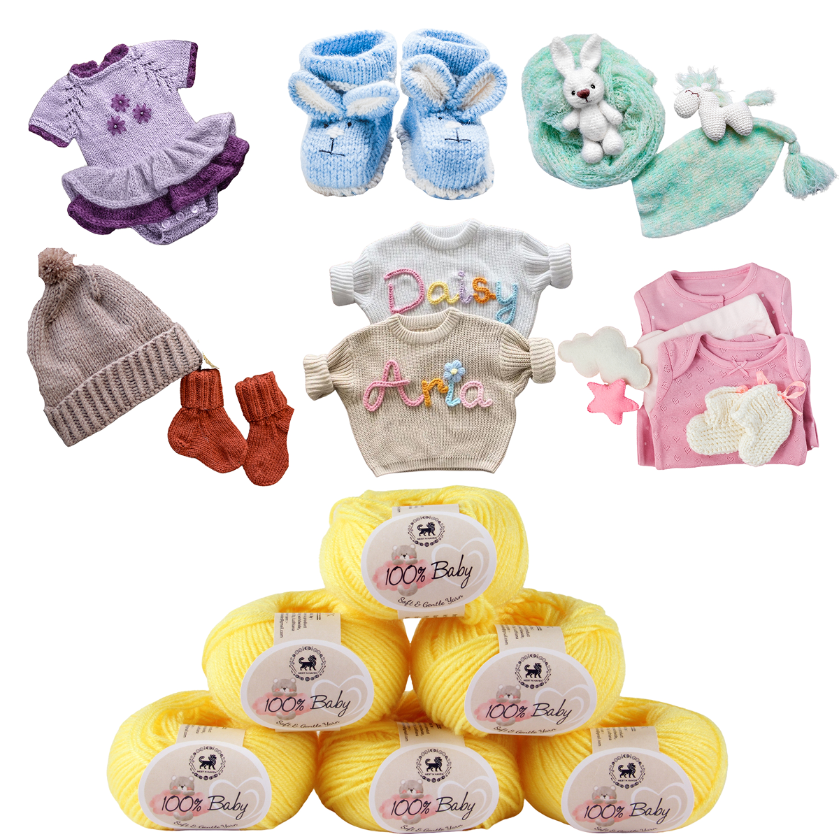 Baby  Yarn  pack of 6 (25gms x 6) 150 gram -  Bright Yellow
