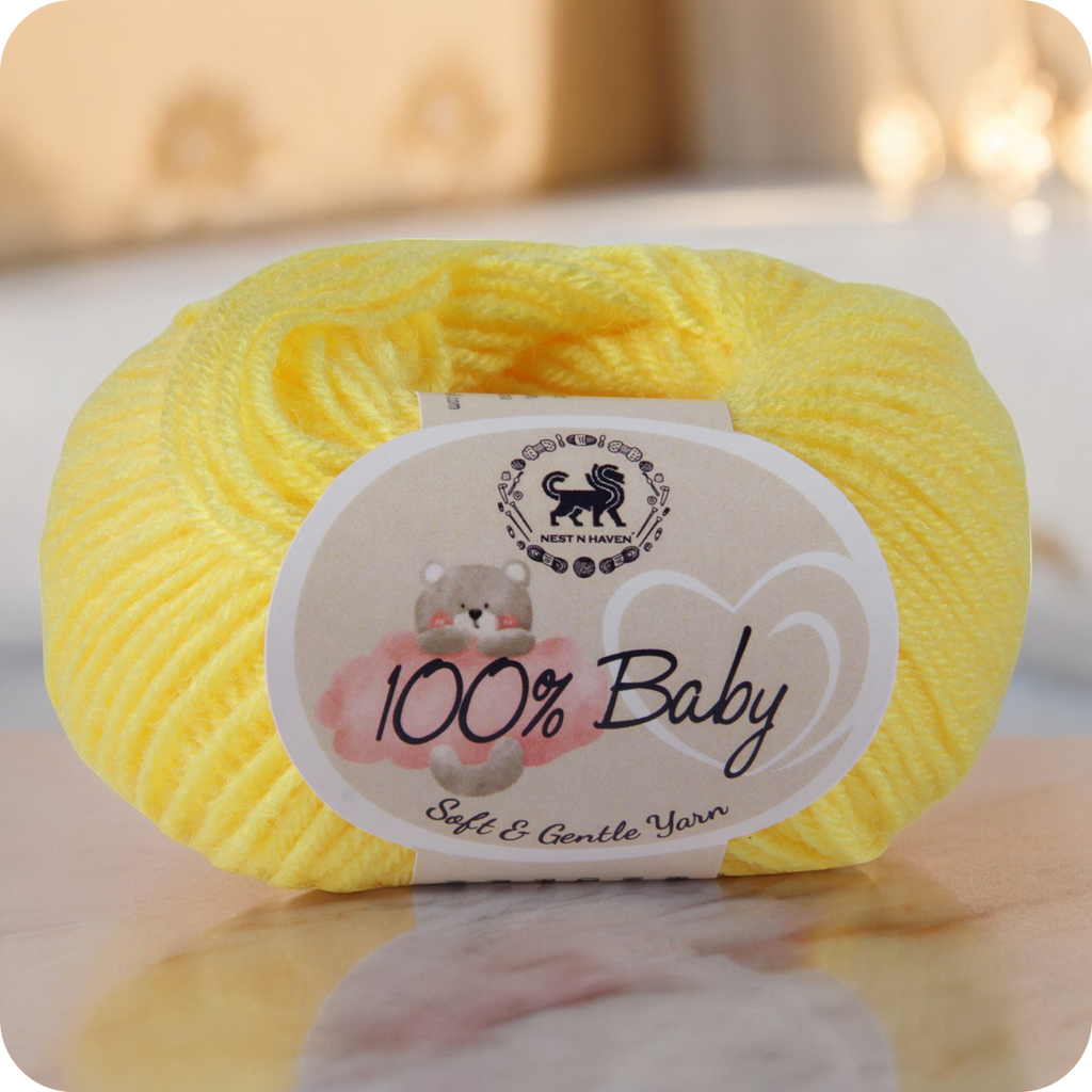 Baby  Yarn  pack of 6 (25gms x 6) 150 gram -  Bright Yellow