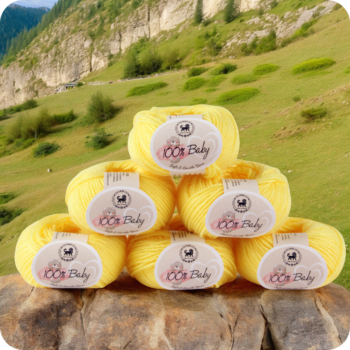 Baby  Yarn  pack of 6 (25gms x 6) 150 gram -  Bright Yellow