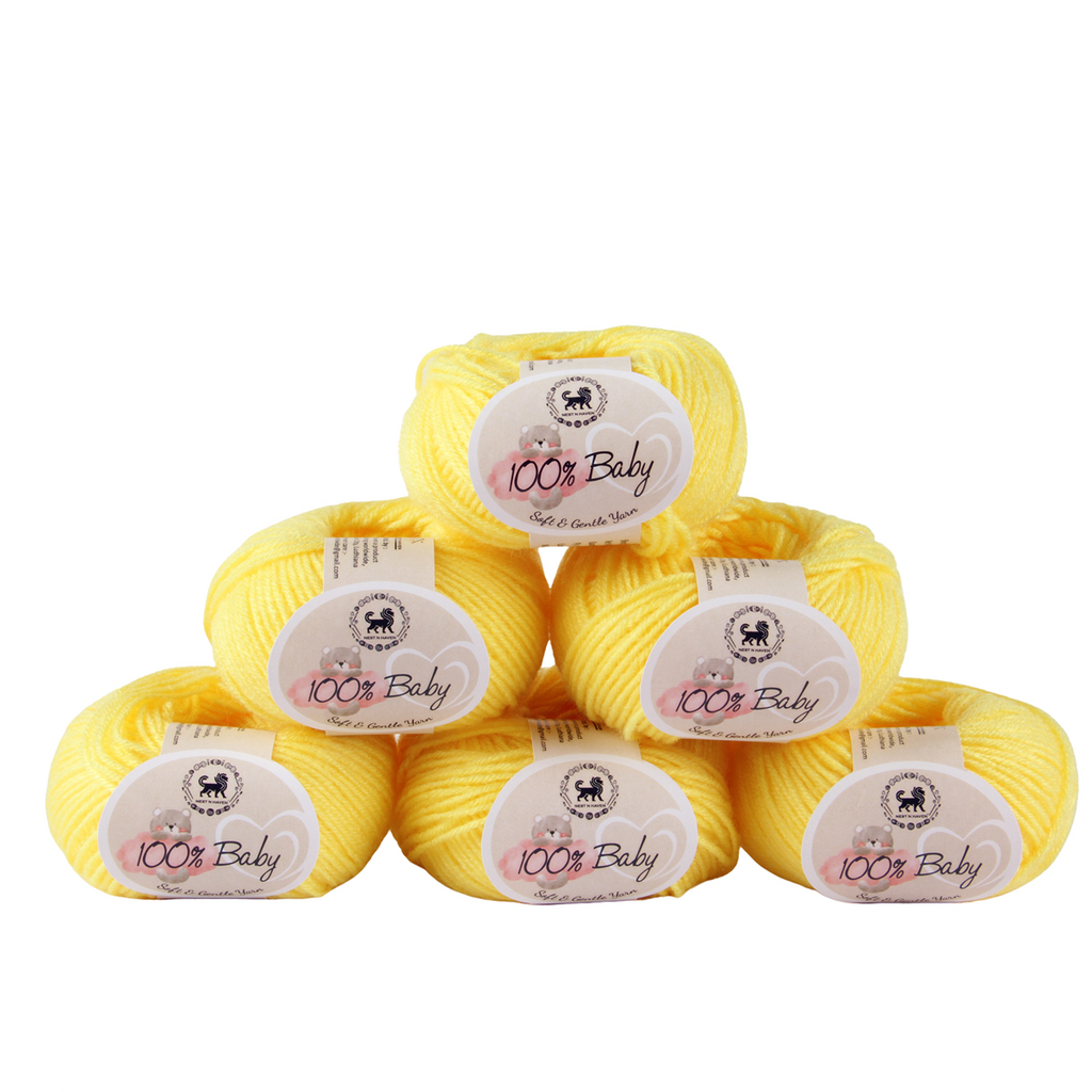 Baby  Yarn  pack of 6 (25gms x 6) 150 gram - Bright Yellow