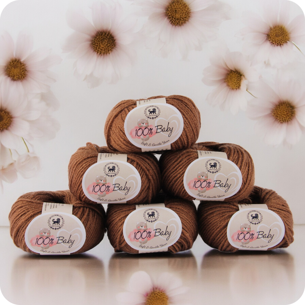 Baby  Yarn  pack of 6 (25gms x 6) 150 gram -  Brown