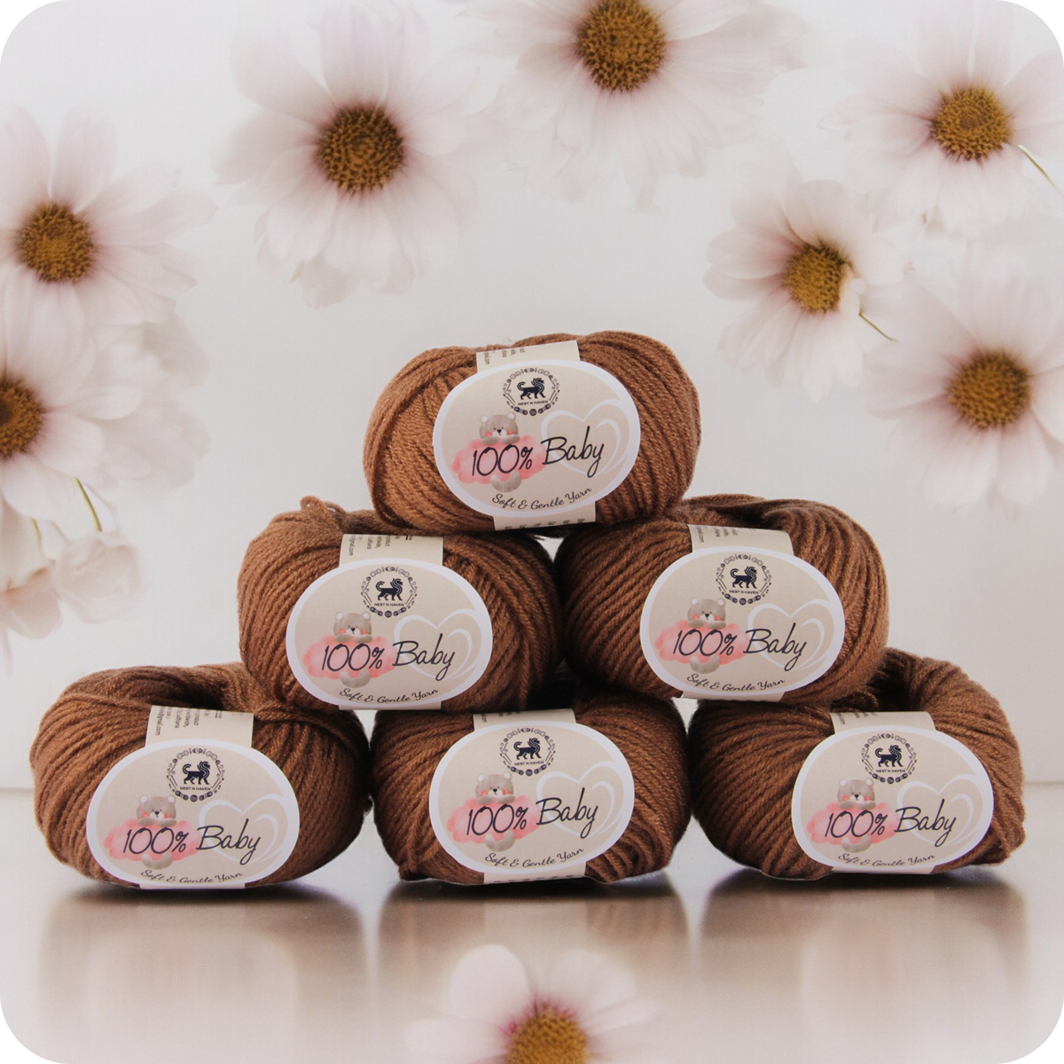 Baby  Yarn  pack of 6 (25gms x 6) 150 gram -  Brown