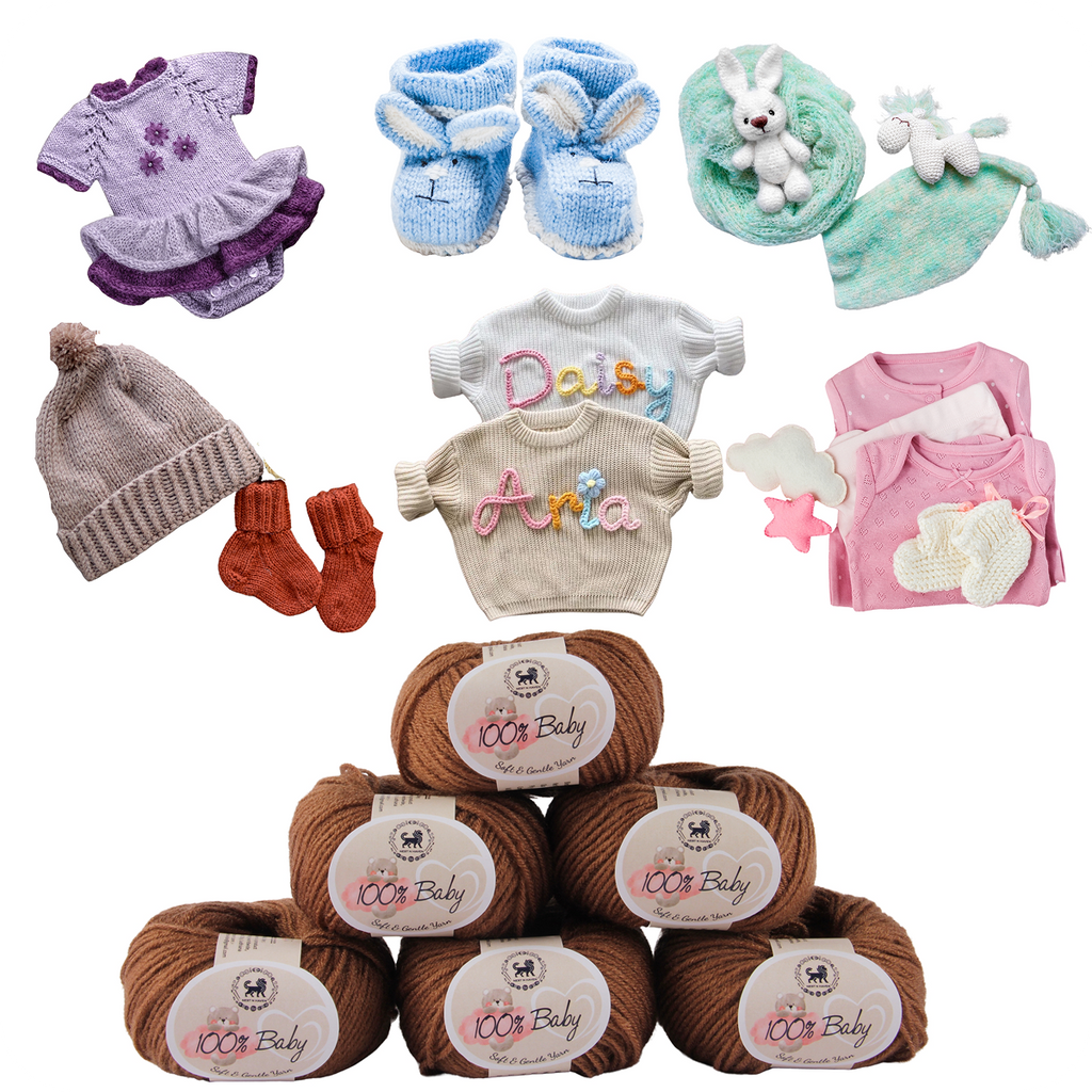 Baby  Yarn  pack of 6 (25gms x 6) 150 gram -  Brown