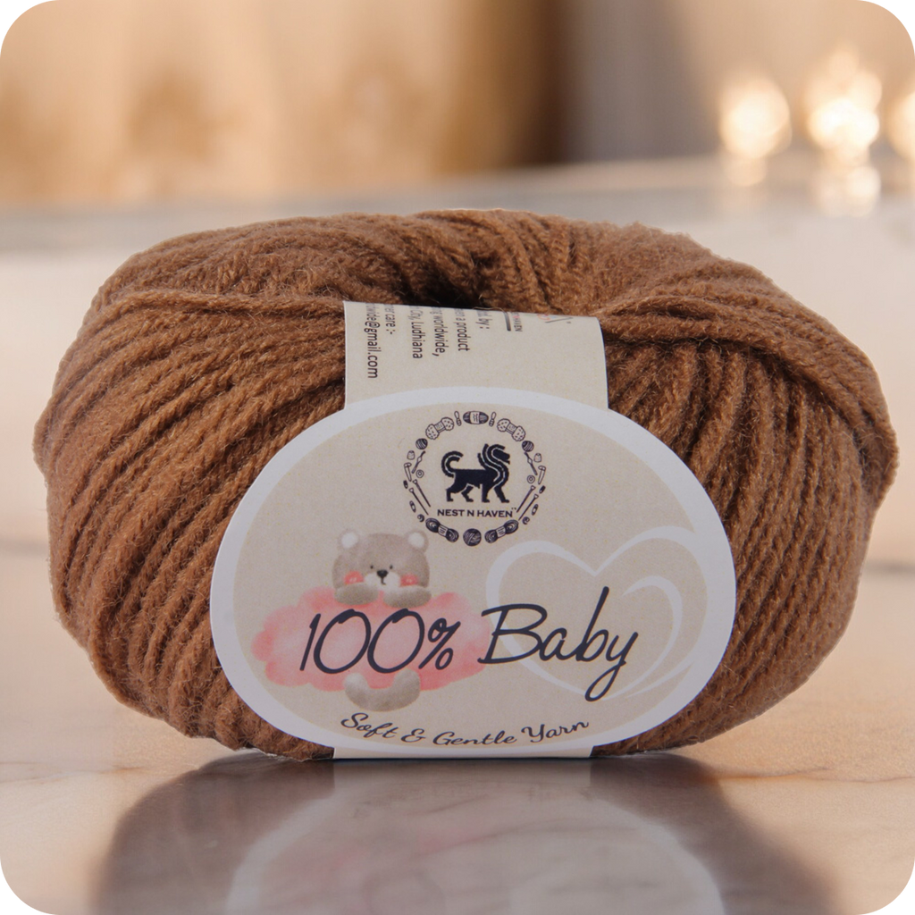 Baby  Yarn  pack of 6 (25gms x 6) 150 gram -  Brown