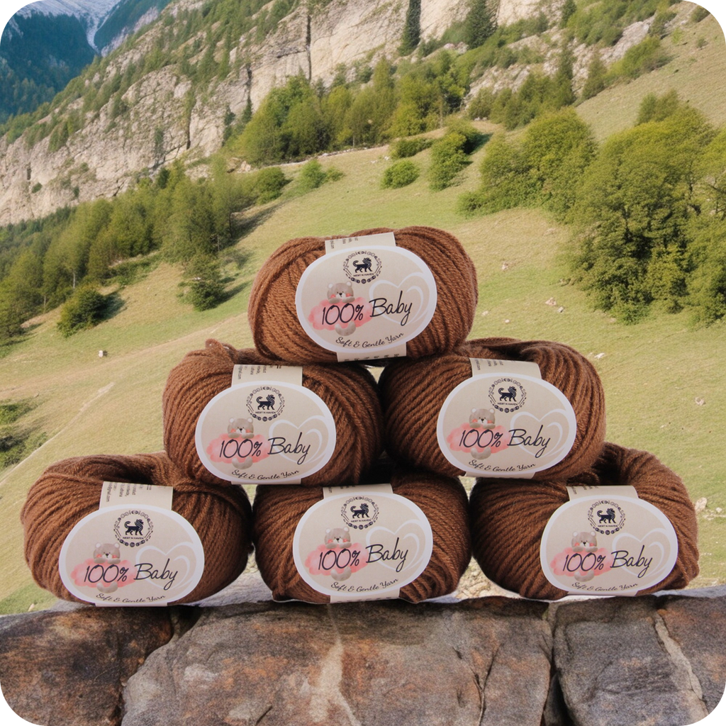 Baby  Yarn  pack of 6 (25gms x 6) 150 gram -  Brown