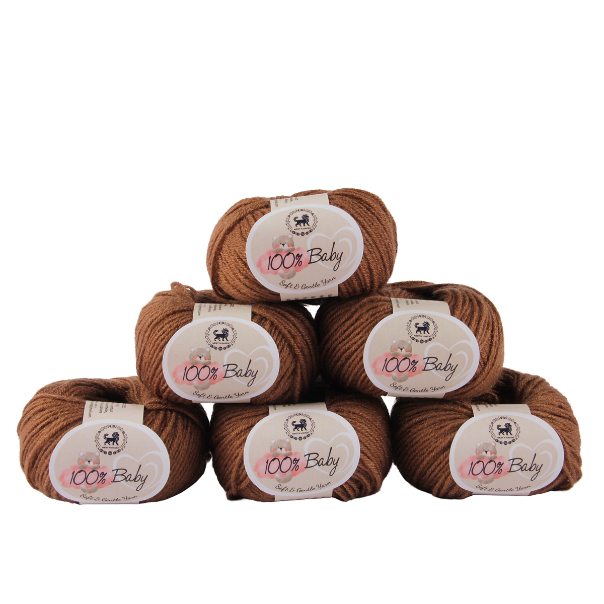 Baby  Yarn  pack of 6 (25gms x 6) 150 gram - Brown