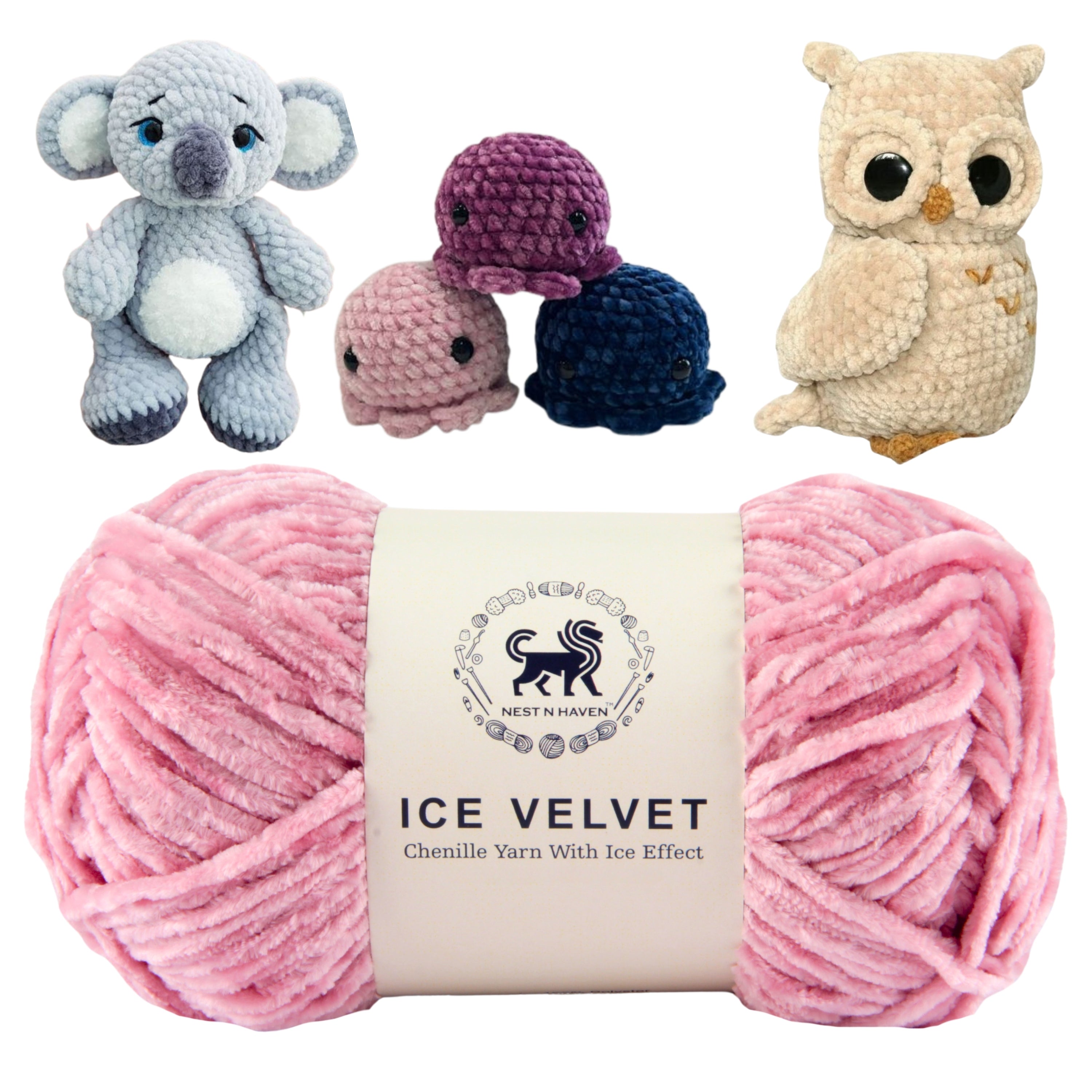 Ice Velvet Yarn, Chenille Supersoft Hand Knitting yarn Ball: (100 Gram) Baby Pink