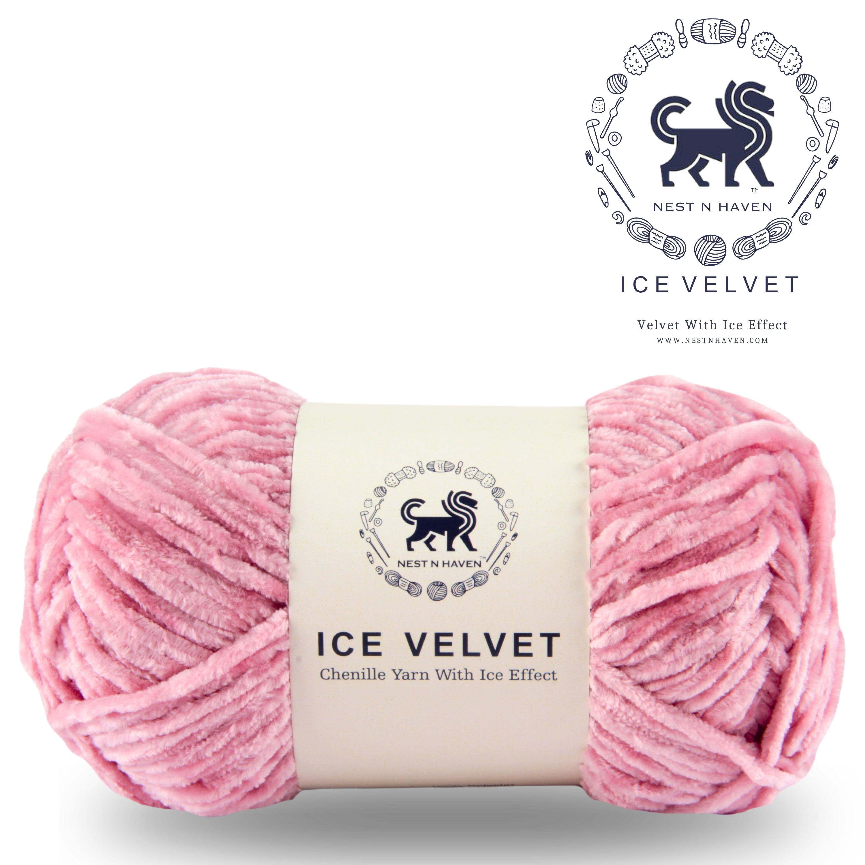 Ice Velvet Yarn, Chenille Supersoft Hand Knitting yarn Ball: (100 Gram) Baby Pink