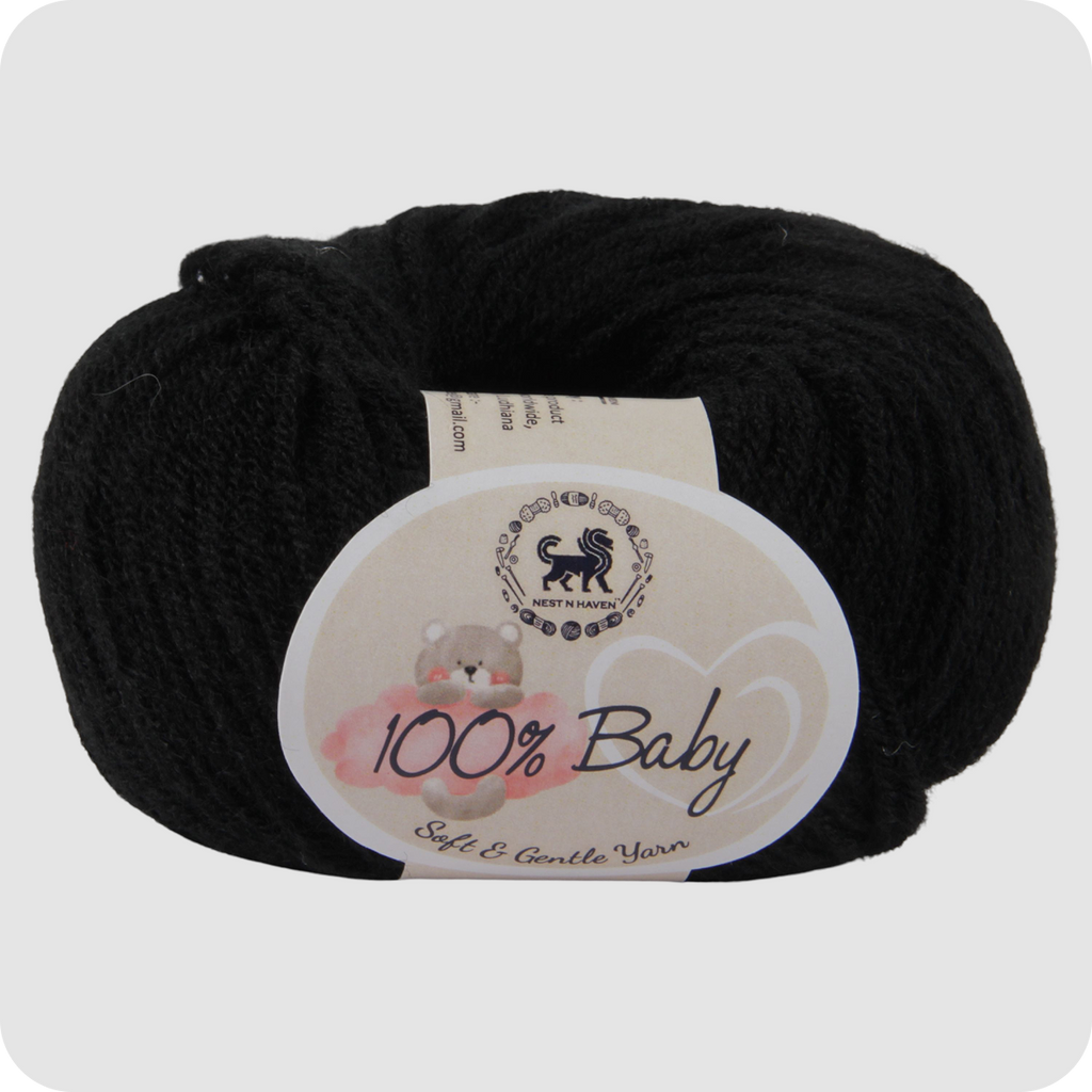 Baby  Yarn  pack of 6 (25gms x 6) 150 gram -  Black