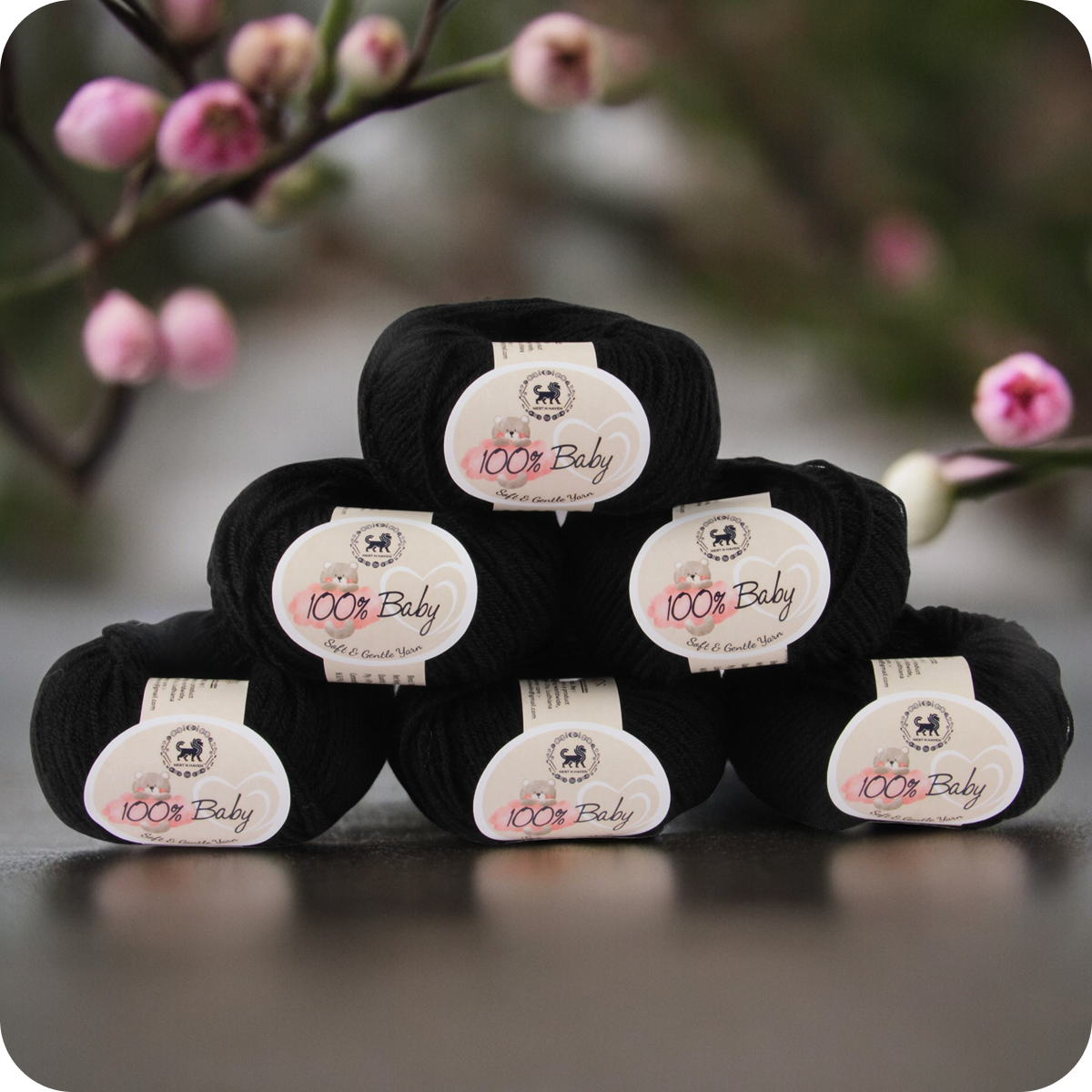 Baby  Yarn  pack of 6 (25gms x 6) 150 gram -  Black