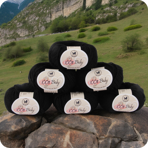 Baby  Yarn  pack of 6 (25gms x 6) 150 gram -  Black