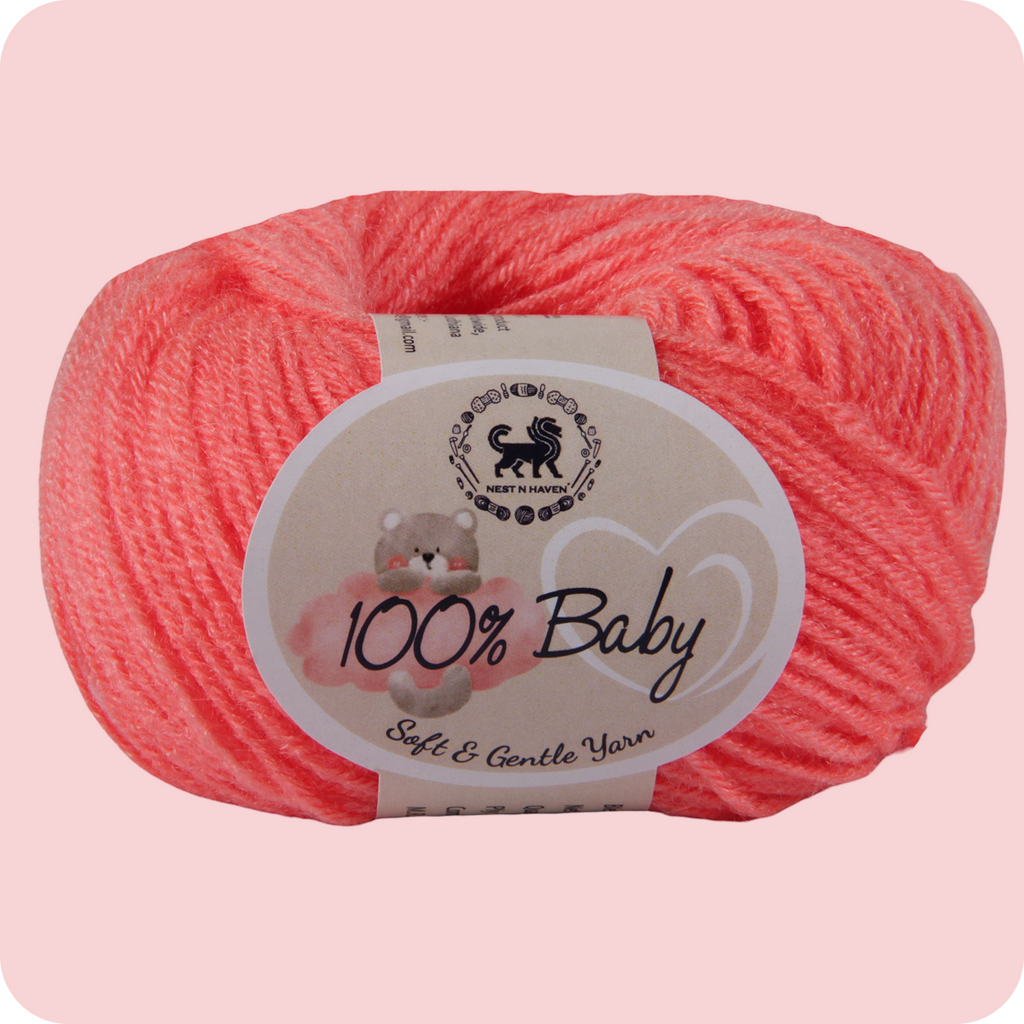 Baby  Yarn  pack of 6 (25gms x 6) 150 gram -  Coral