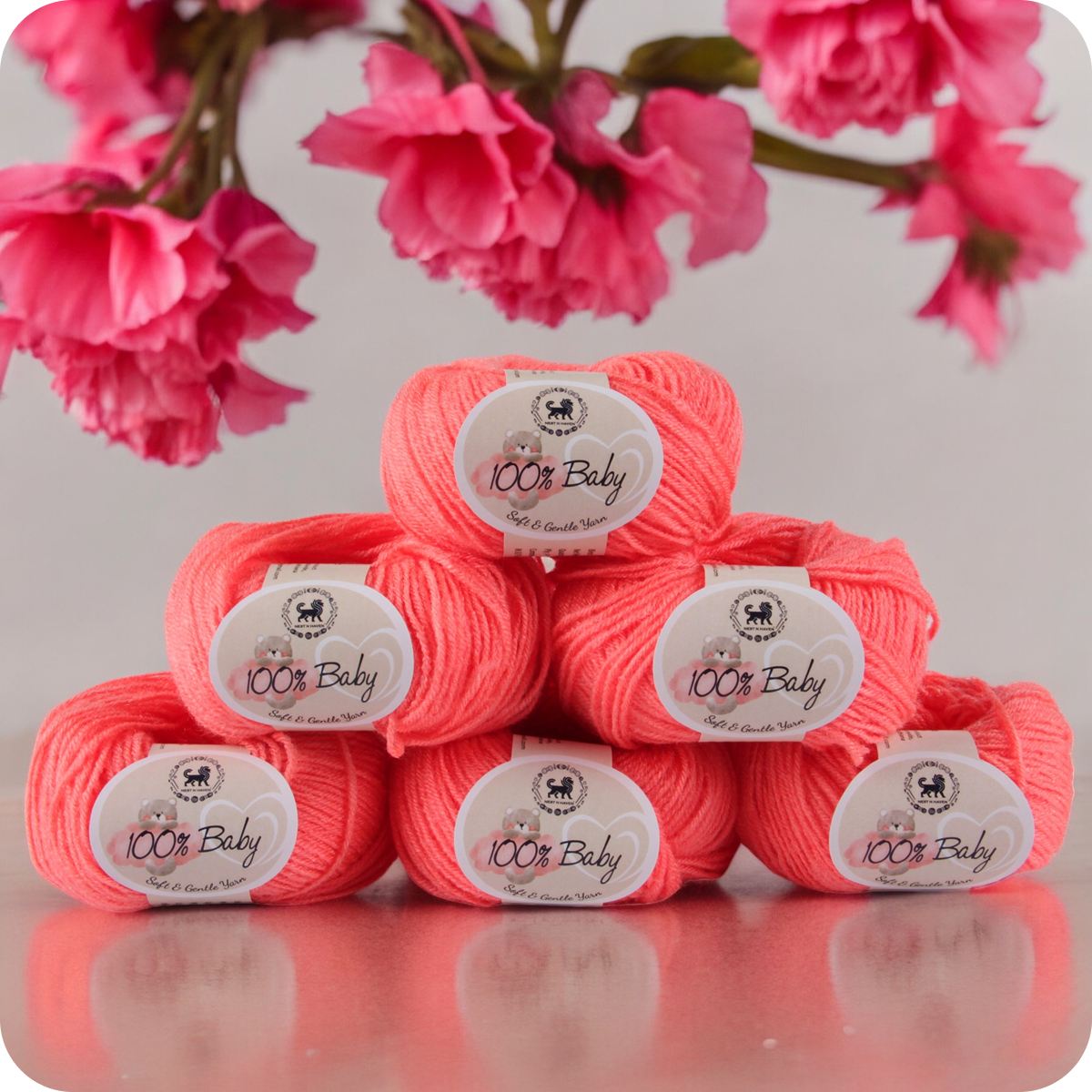 Baby  Yarn  pack of 6 (25gms x 6) 150 gram -  Coral