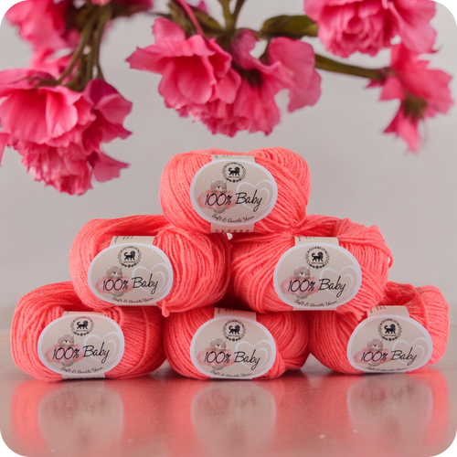 Baby  Yarn  pack of 6 (25gms x 6) 150 gram -  Coral