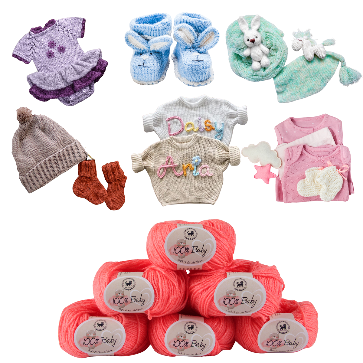 Baby  Yarn  pack of 6 (25gms x 6) 150 gram -  Coral