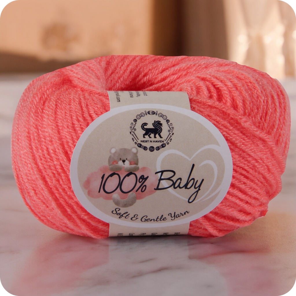 Baby  Yarn  pack of 6 (25gms x 6) 150 gram -  Coral