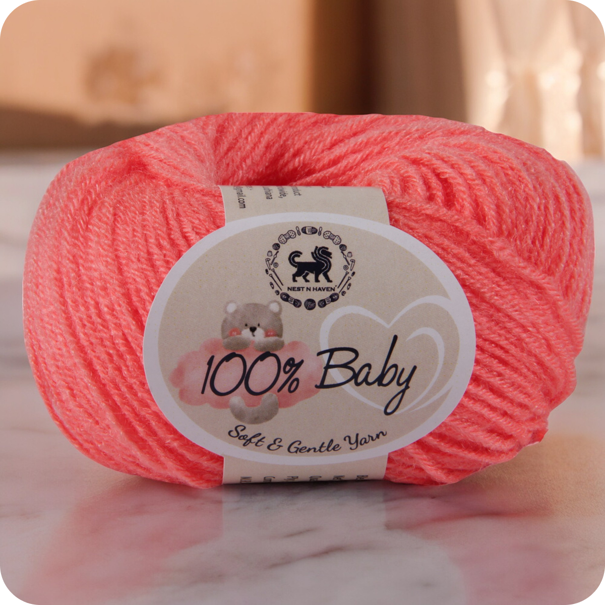 Baby  Yarn  pack of 6 (25gms x 6) 150 gram -  Coral