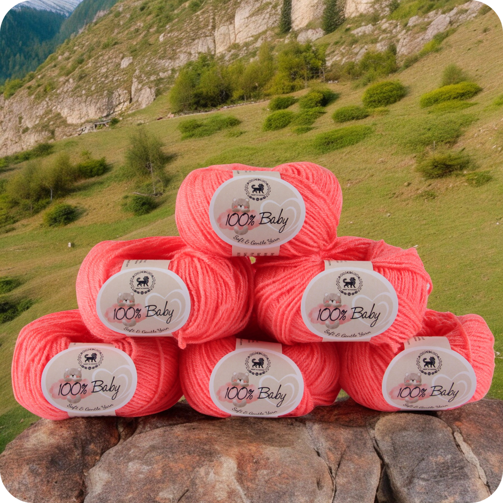 Baby  Yarn  pack of 6 (25gms x 6) 150 gram -  Coral