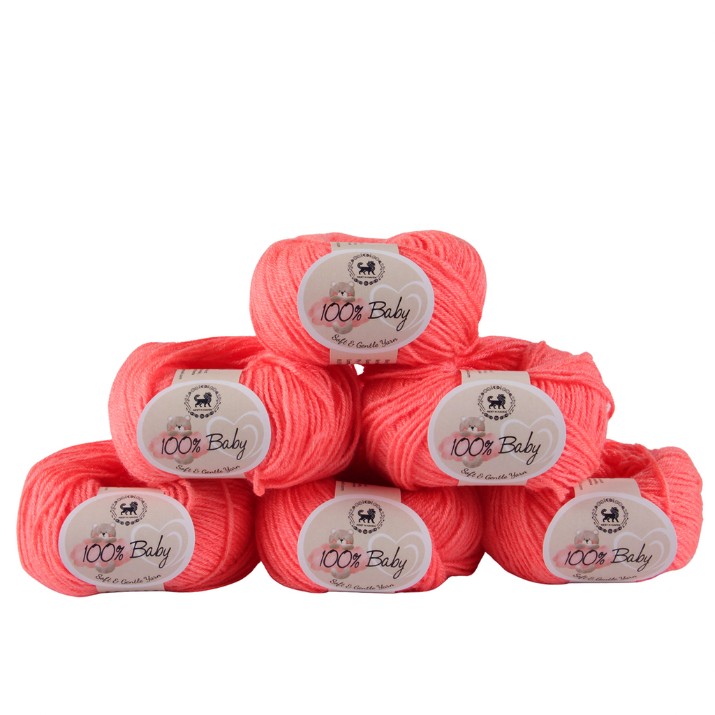 Baby  Yarn  pack of 6 (25gms x 6) 150 gram - Coral