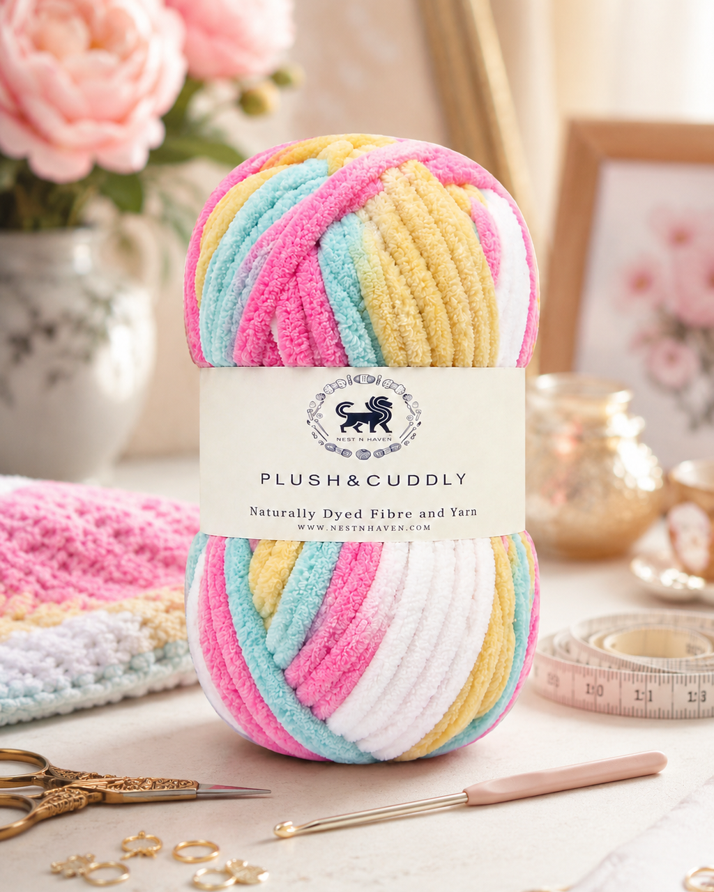 Plush & Cuddly Yarn – Super Soft Knitting  Multi Colour Yarn Ball Suitable for Craft, Babywear, Baby Blankets, 5 Bulky | Nest-N Haven| Shade no- 5