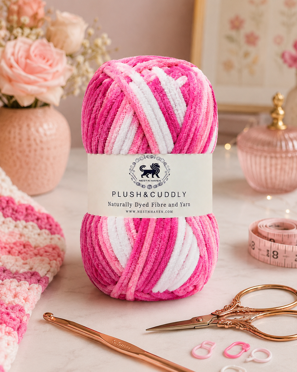 Plush & Cuddly Yarn – Super Soft Knitting  Multi Colour Yarn Ball Suitable for Craft, Babywear, Baby Blankets, 5 Bulky | Nest-N Haven| Shade no- 6