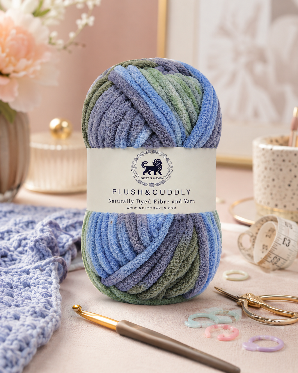 Plush & Cuddly Yarn – Super Soft Knitting  Multi Colour Yarn Ball Suitable for Craft, Babywear, Baby Blankets, 5 Bulky | Nest-N Haven| Shade no- 12
