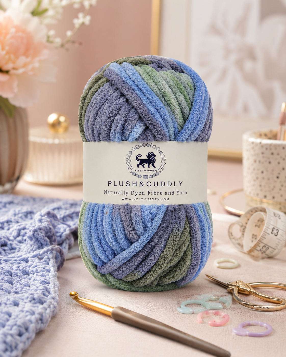 Plush & Cuddly Yarn – Super Soft Knitting  Multi Colour Yarn Ball Suitable for Craft, Babywear, Baby Blankets, 5 Bulky | Nest-N Haven| Shade no- 12