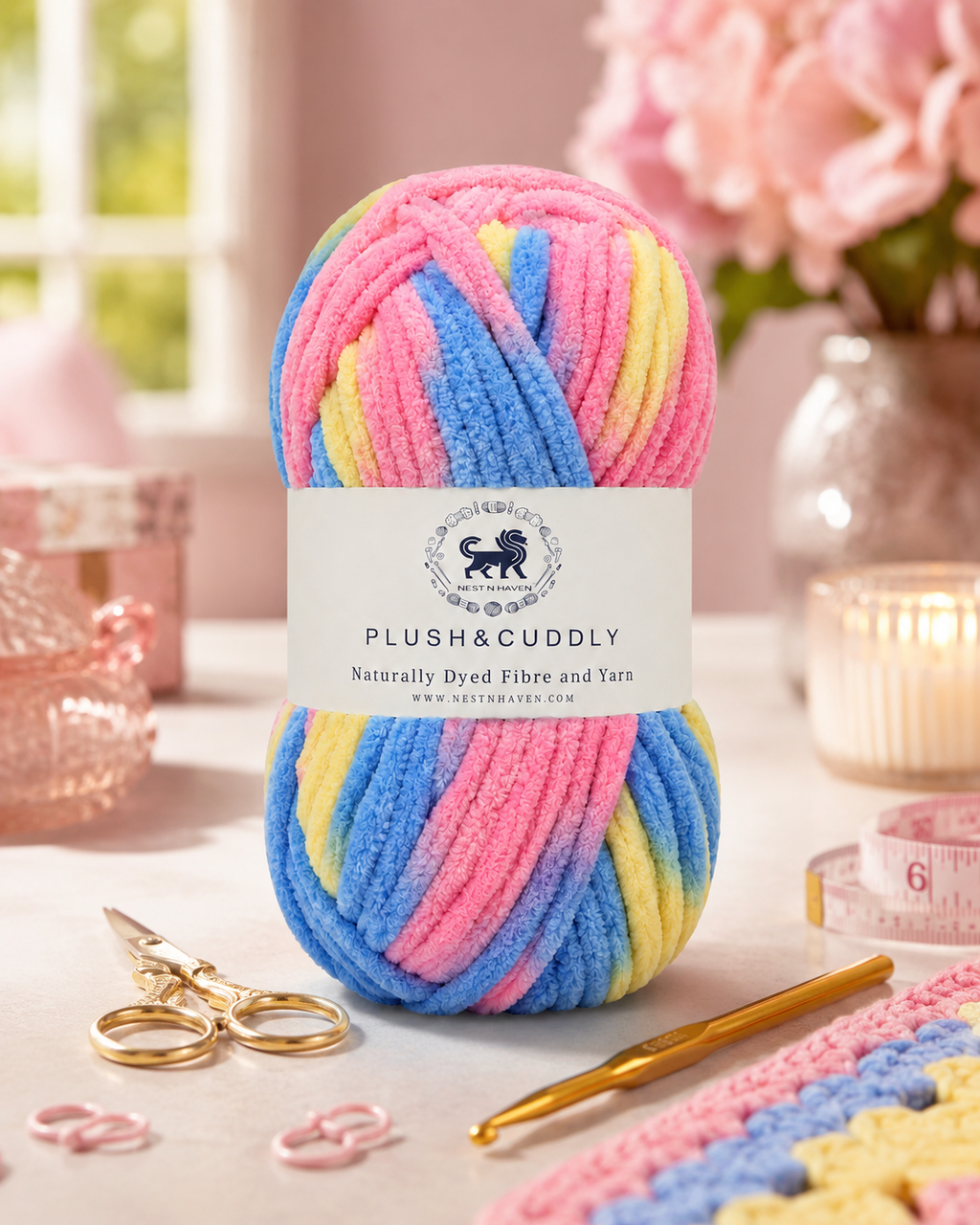 Plush & Cuddly Yarn – Super Soft Knitting  Multi Colour Yarn Ball Suitable for Craft, Baby wear, Baby Blankets, 5 Bulky | Nest-N Haven| Shade no- 13