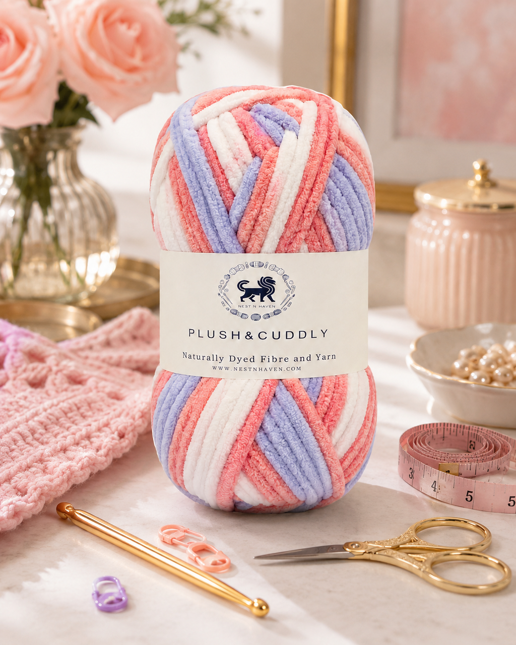 Plush & Cuddly Yarn – Super Soft Knitting  Multi Colour Yarn Ball Suitable for Craft, Babywear, Baby Blankets, 5 Bulky | Nest-N Haven| Shade no- 7