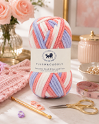 Plush & Cuddly Yarn – Super Soft Knitting  Multi Colour Yarn Ball Suitable for Craft, Babywear, Baby Blankets, 5 Bulky | Nest-N Haven| Shade no- 7