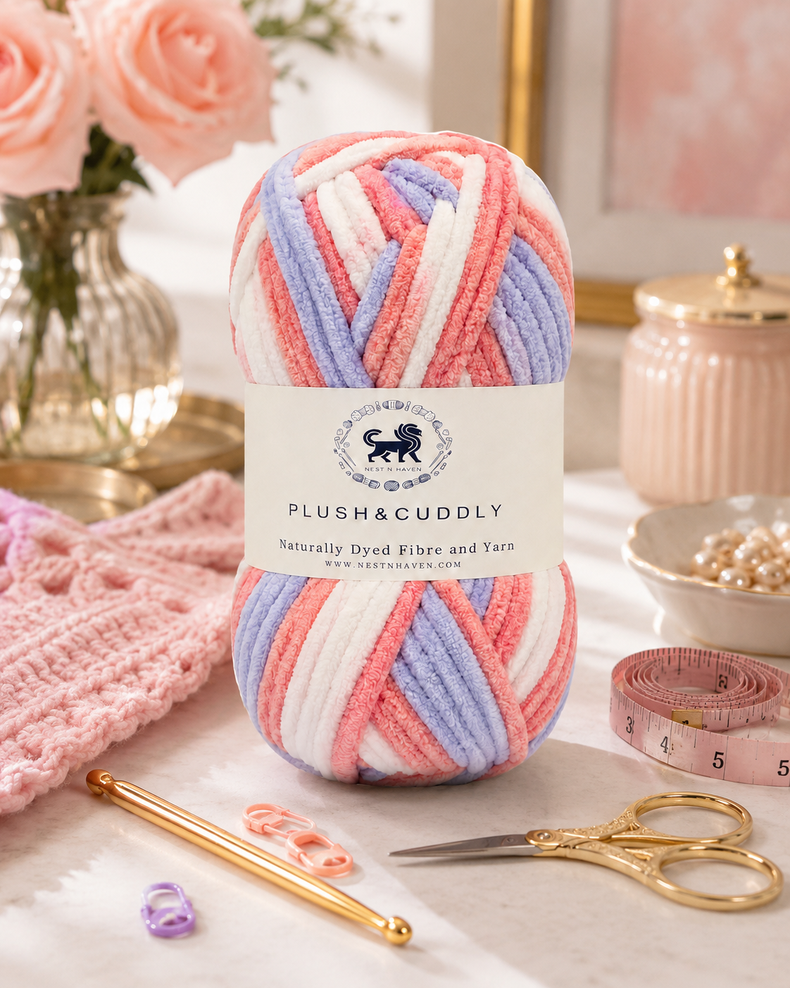 Plush & Cuddly Yarn – Super Soft Knitting  Multi Colour Yarn Ball Suitable for Craft, Babywear, Baby Blankets, 5 Bulky | Nest-N Haven| Shade no- 7