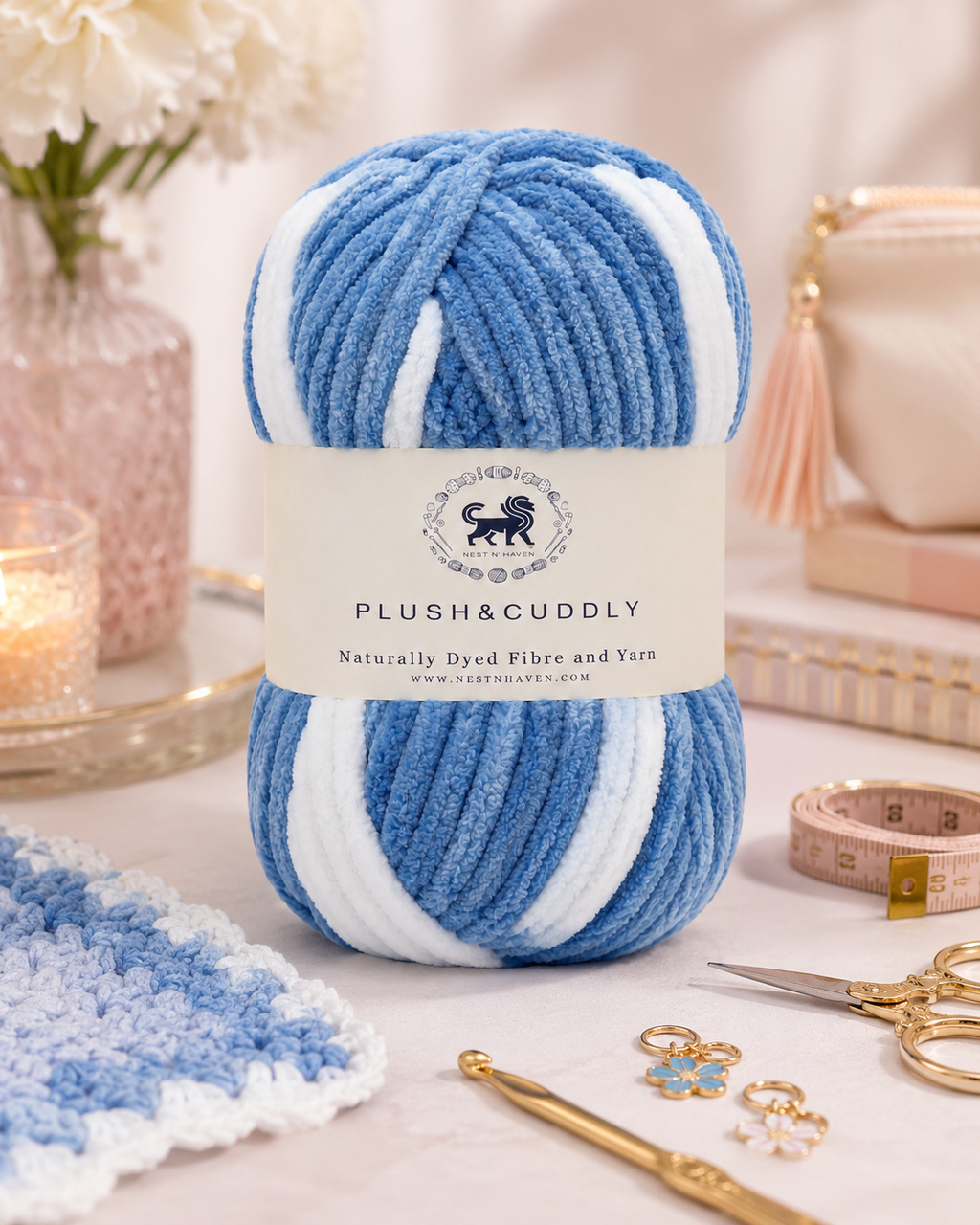Plush & Cuddly Yarn – Super Soft Knitting  Multi Colour Yarn Ball Suitable for Craft, Babywear, Baby Blankets, 5 Bulky | Nest-N Haven| Shade no- 8