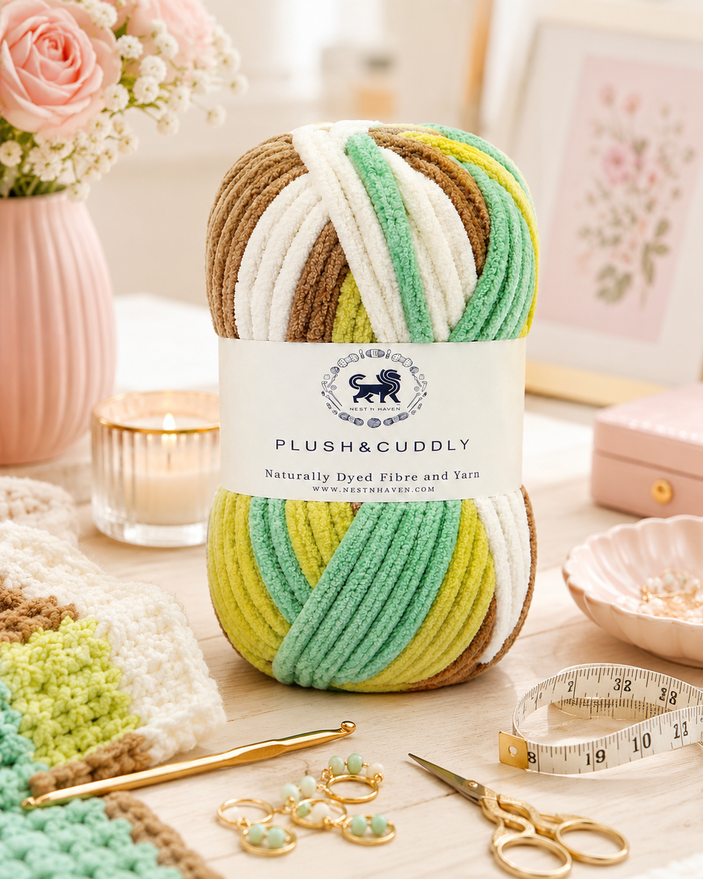 Plush & Cuddly Yarn – Super Soft Knitting  Multi Colour Yarn Ball Suitable for Craft, Babywear, Baby Blankets, 5 Bulky | Nest-N Haven| Shade no- 17