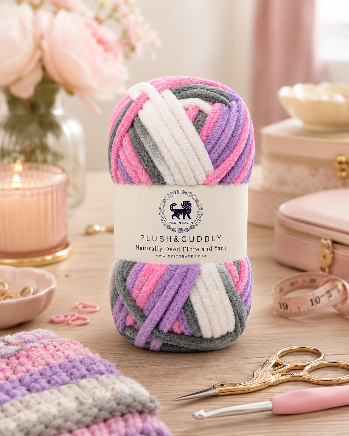 Plush & Cuddly Yarn – Super Soft Knitting  Multi Colour Yarn Ball Suitable for Craft, Babywear, Baby Blankets, 5 Bulky | Nest-N Haven| Shade no- 16