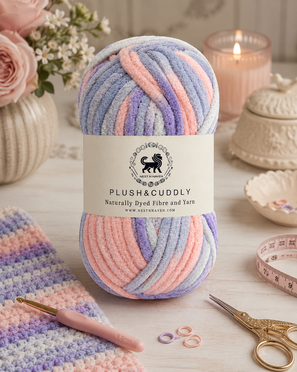 Plush & Cuddly Yarn – Super Soft Knitting  Multi Colour Yarn Ball Suitable for Craft, Babywear, Baby Blankets, 5 Bulky | Nest-N Haven| Shade no- 11
