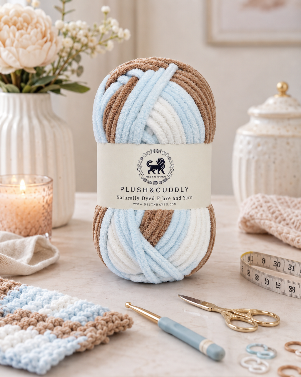 Plush & Cuddly Yarn – Super Soft Knitting  Multi Colour Yarn Ball Suitable for Craft, Babywear, Baby Blankets, 5 Bulky | Nest-N Haven| Shade no- 4